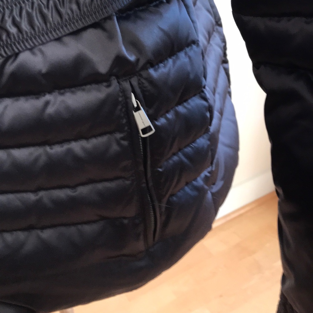 Andrew Marc Quilted Down Belted Satin Puffer Coat Jacket Black Size XL NWT - Picture 12 of 17